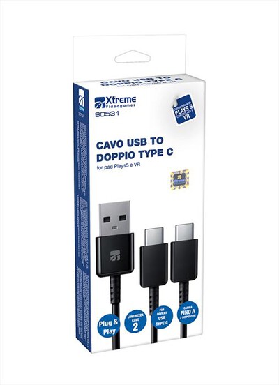 XTREME - CAVO USB TO DOPPIO TYPE C-NERO