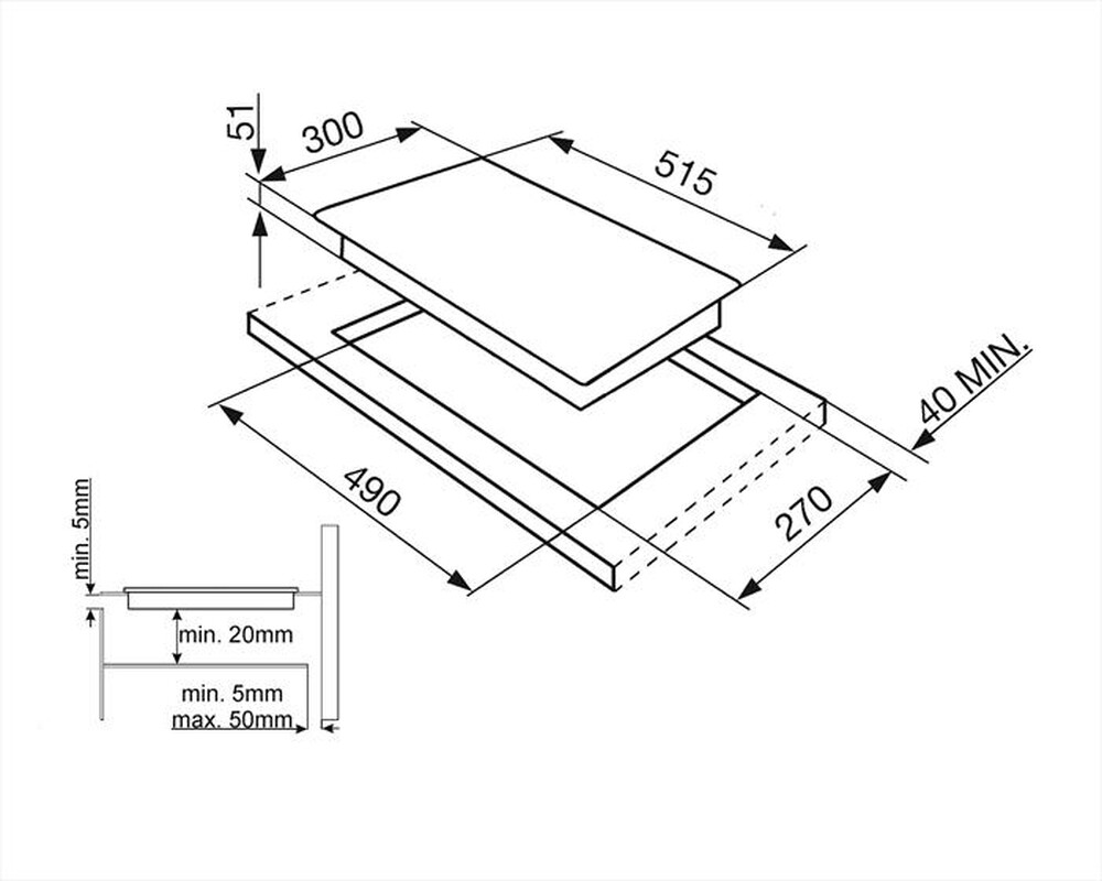 "SMEG - Piano cottura induzione SI5322B 30 cm-Nero"
