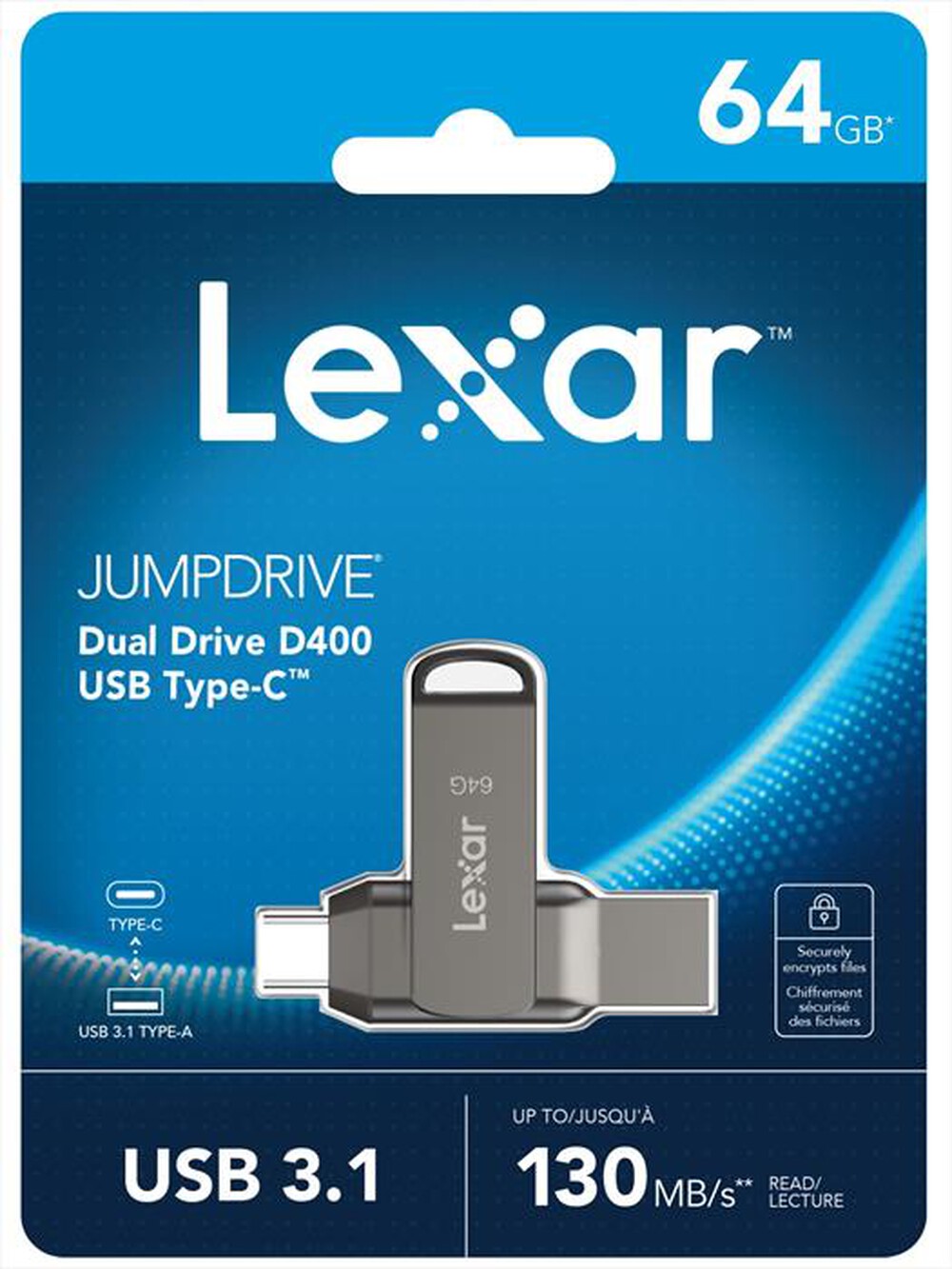 Immagine del prodotto LEXAR - JD DUAL DRIVE D400 USB 3.1 64GB-Grigio