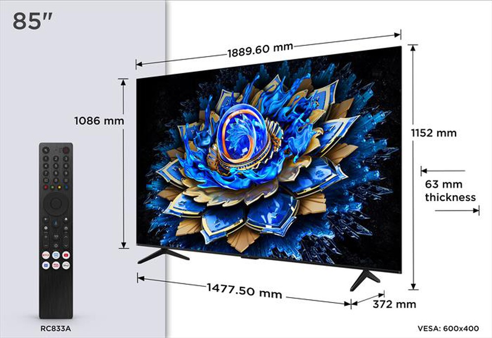Immagine del prodotto TCL - Smart TV LED 4K 85" 85T69C-Nero