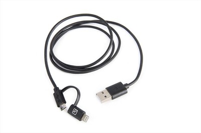 TUCANO - 2in1-Cavo sincro e ric. MicroUSB e adatt.Lightning-Nero