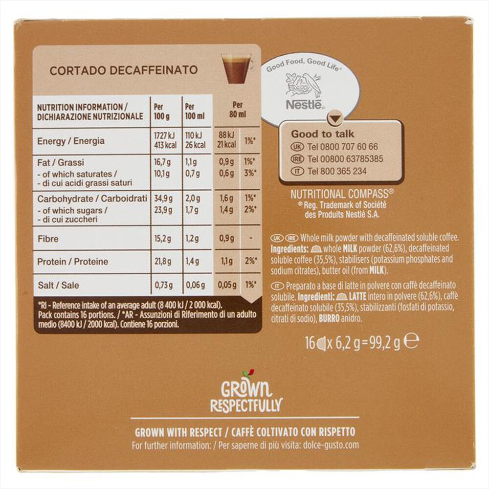 "NESCAFE' DOLCE GUSTO - Cortado Espresso Macchiato Decaffeinato"