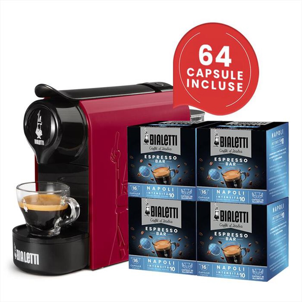 "BIALETTI - Macchina da caffè espresso BUNDLE GIOIA + 64 CAPS-rosso"