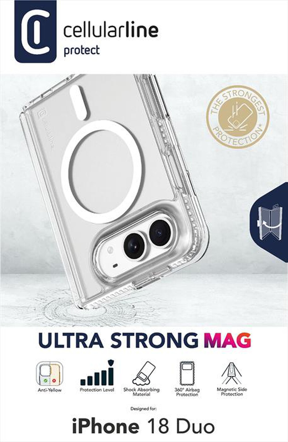 Immagine del prodotto CELLULARLINE - Cover ULTRA STRONG MAG per iPhone 18 Ultra-Trasparente