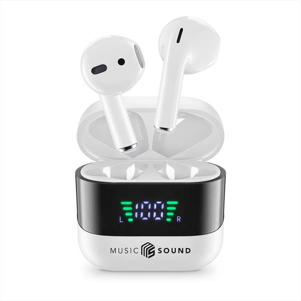 "MUSIC SOUND - AURICOLARI TWS CON DISPLAY LED-White"