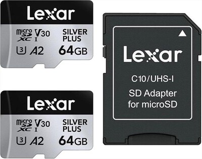 LEXAR - 64GB MICROSDXC PLUS BIPACK-Silver