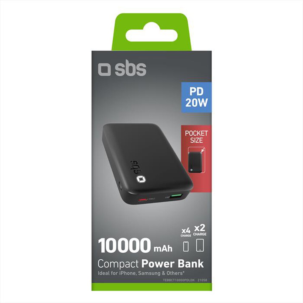 Immagine del prodotto SBS - Powerbank compatto 10000mAh PD 20W LED-Nero