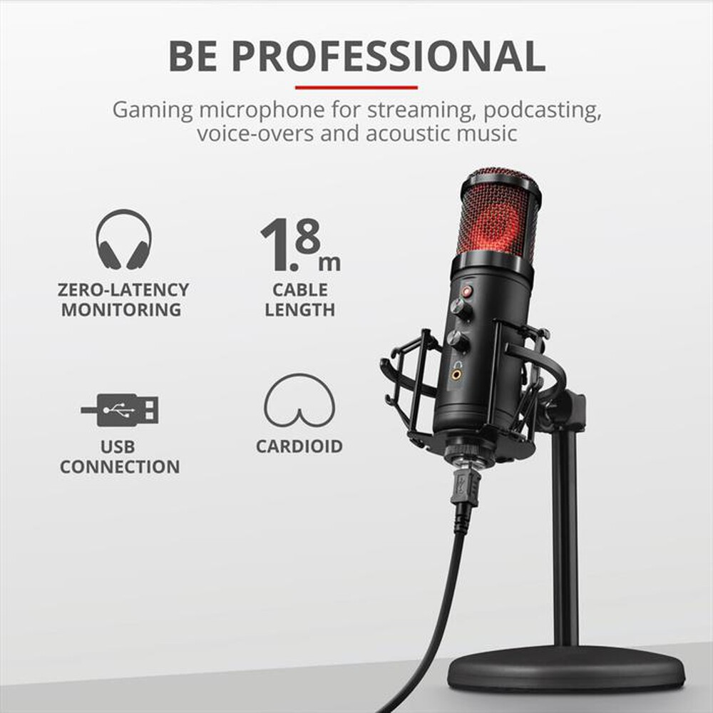 "TRUST - GXT256 EXXO STREAMING MICROPHONE-Black RGB"