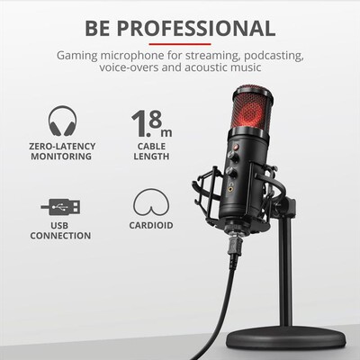 TRUST - GXT256 EXXO STREAMING MICROPHONE-Black RGB