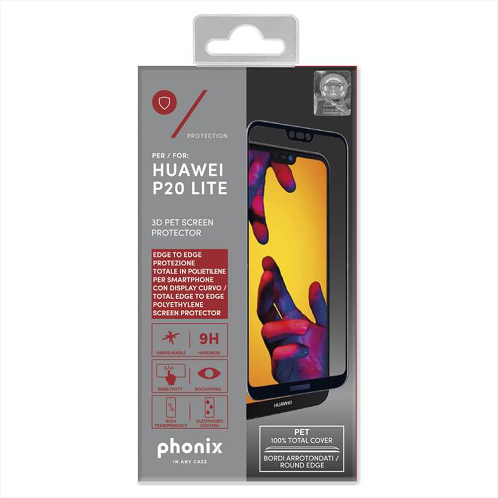 "PHONIX - HUP2LPSB Screen protector in PET 3D HUAWEI P20 LIT-Trasparente/Nero"