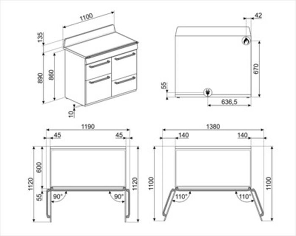 Immagine del prodotto SMEG - Cucina a gas TR4110GR Classe A-Grigio