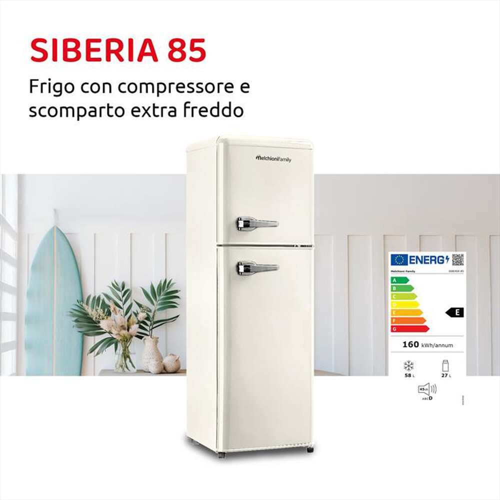 Immagine del prodotto MELCHIONI FAMILY - Frigorifero 2 porte SIBERIA 85 Classe E 85lt-Panna / Metallo