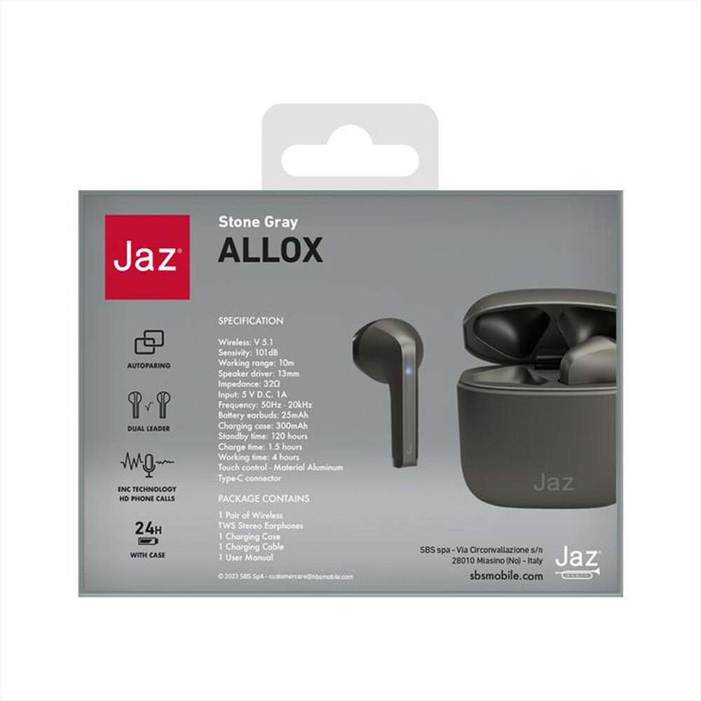 "JAZ - Auricolare bluetooth TEJZEARTWSALLOXBTK-Stone Grey"