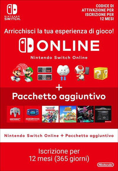 NINTENDO - NSO + PACCHETTO AGGIUNTIVO (ABBONAMENTO INDIVID.)