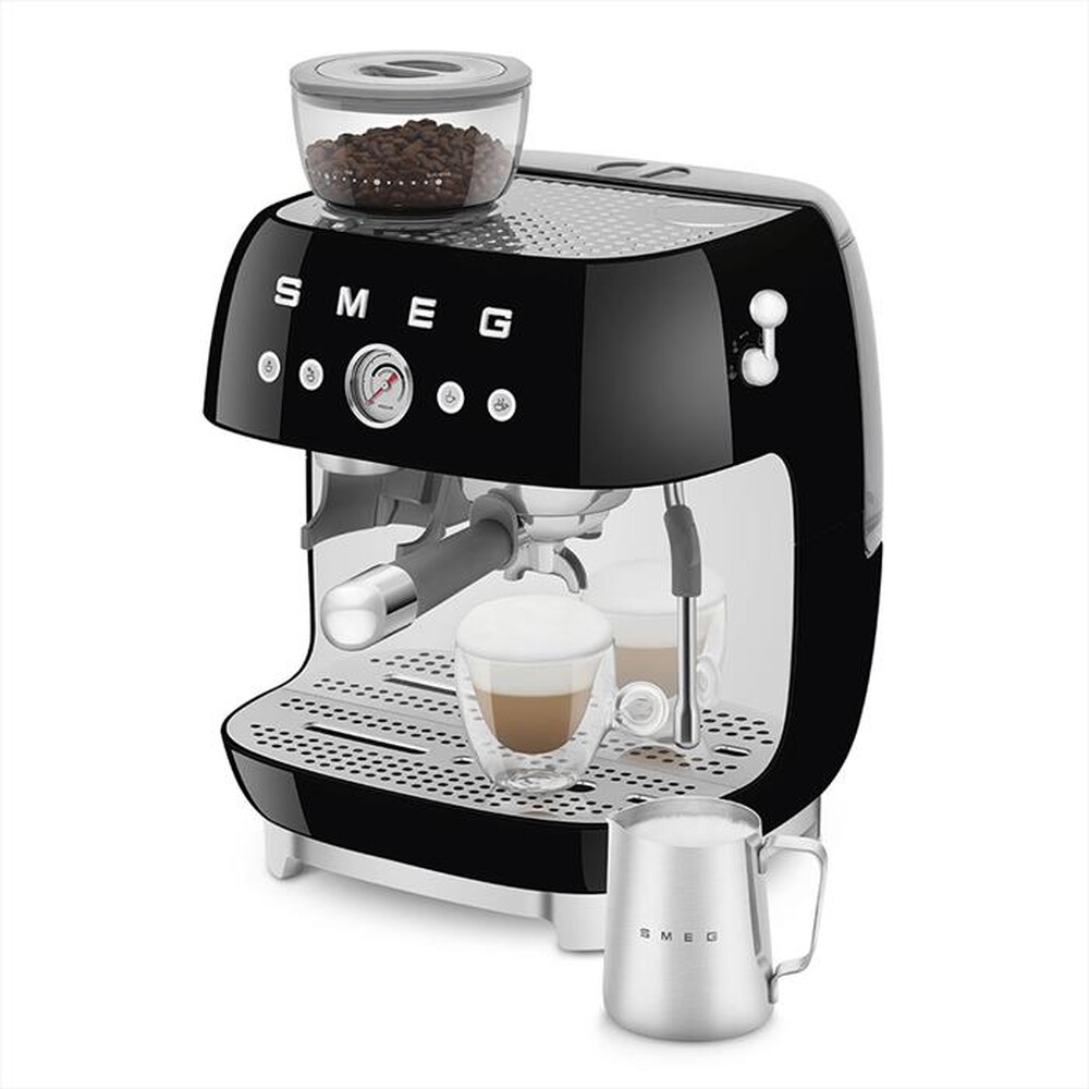 "SMEG - Macchina da Caffè+macinacaffè 50's Style EGF03BLEU-Nero LUCIDO"