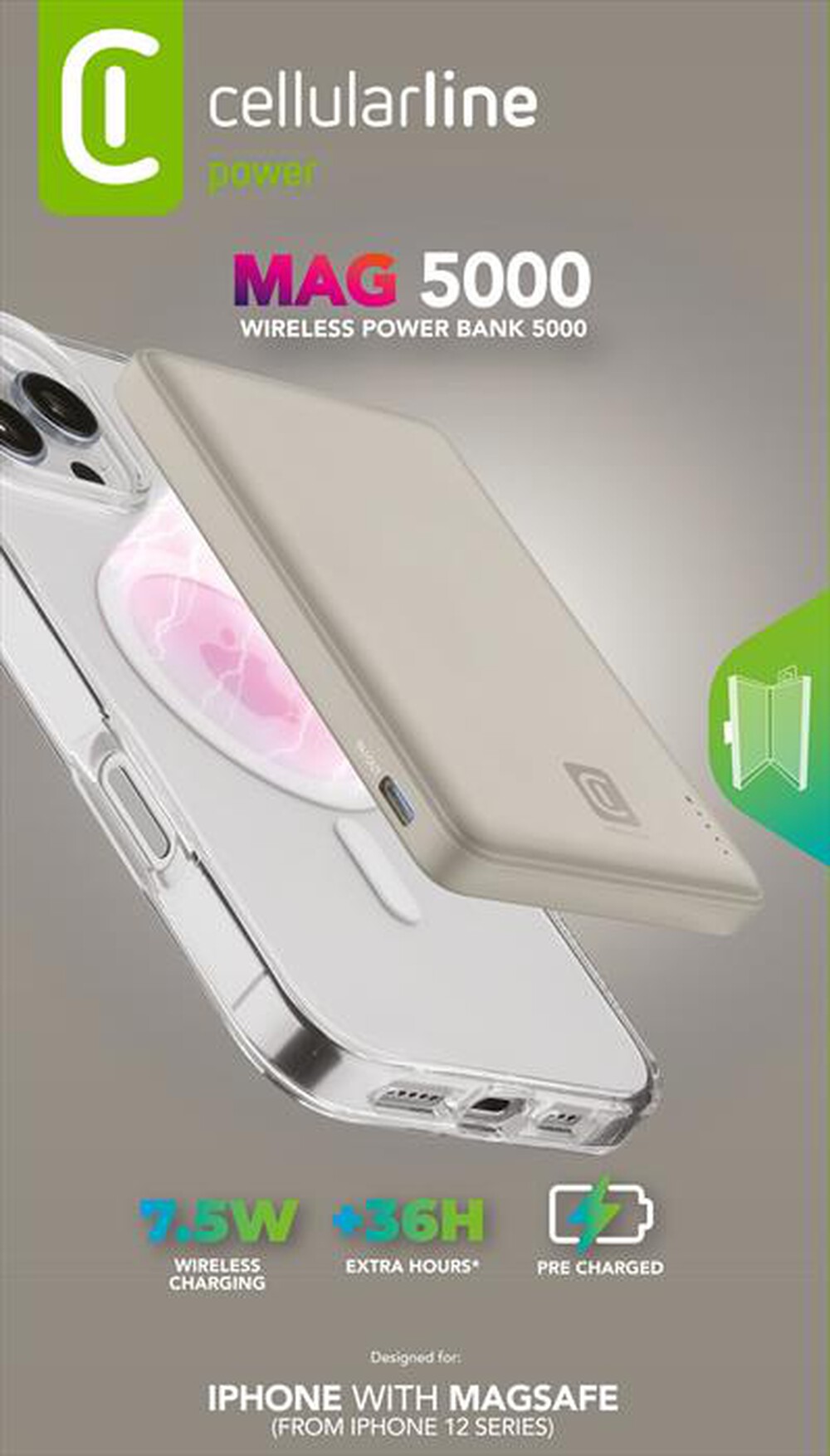 Immagine del prodotto CELLULARLINE - POWER BANK MAGSAFE 5000-Beige