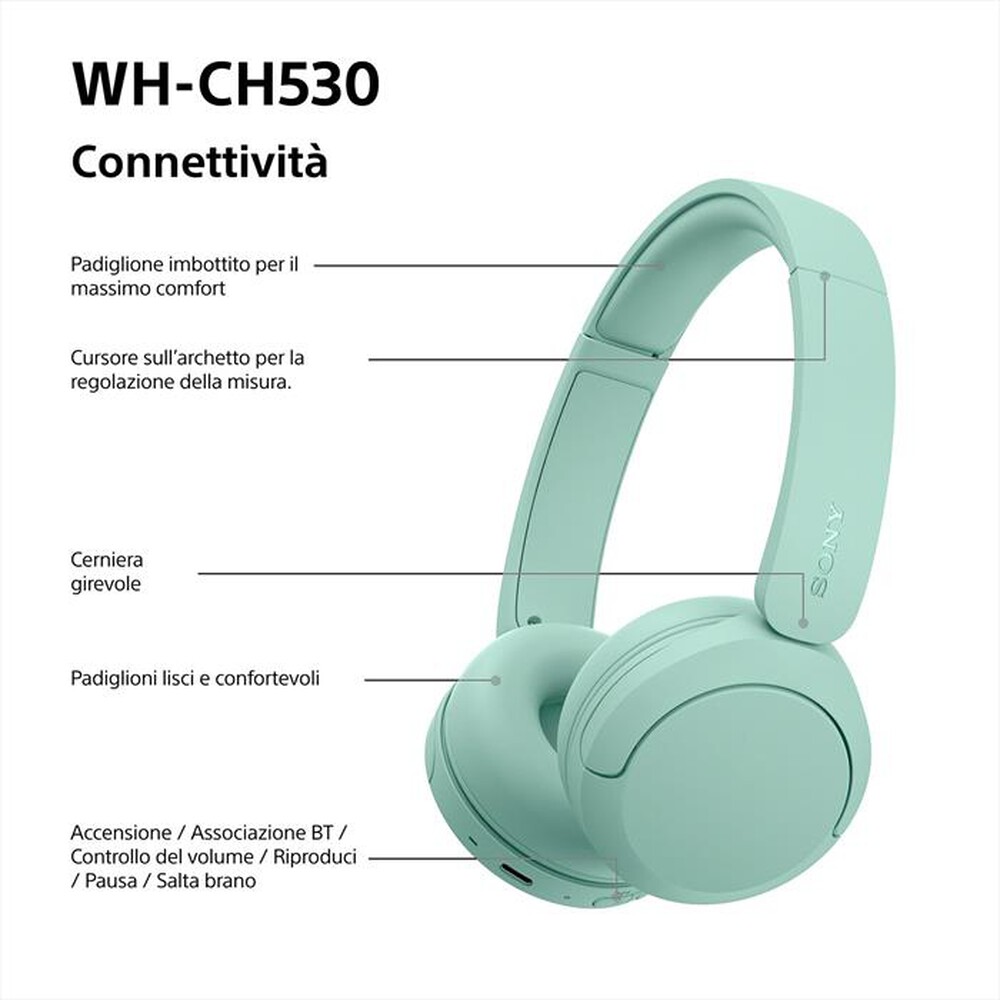 Immagine del prodotto SONY - Cuffie Bluetooth On-ear WH-CH530-Mint