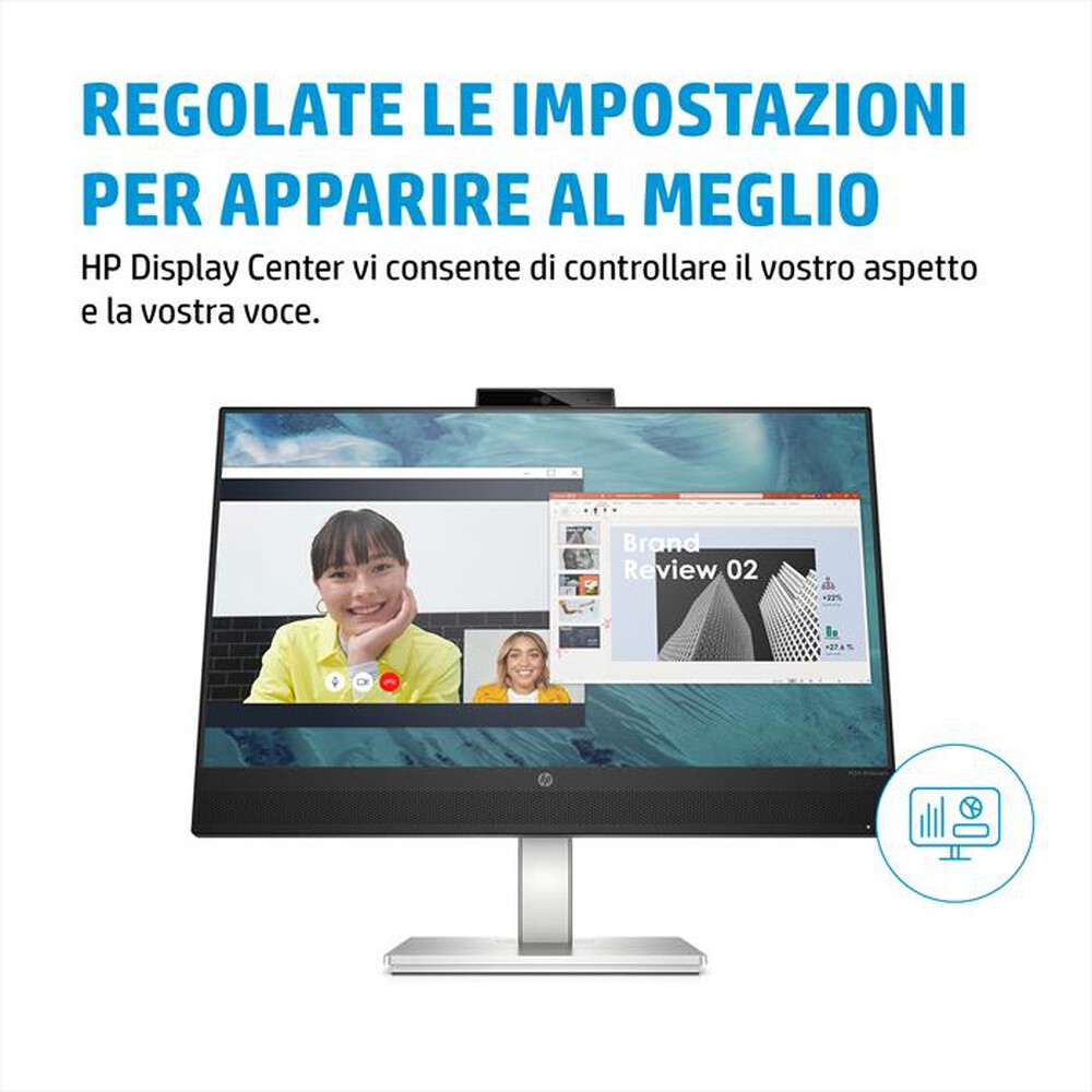 "HP - Monitor LED 23,8\" M24 WEBCAM-Nero, Argento"