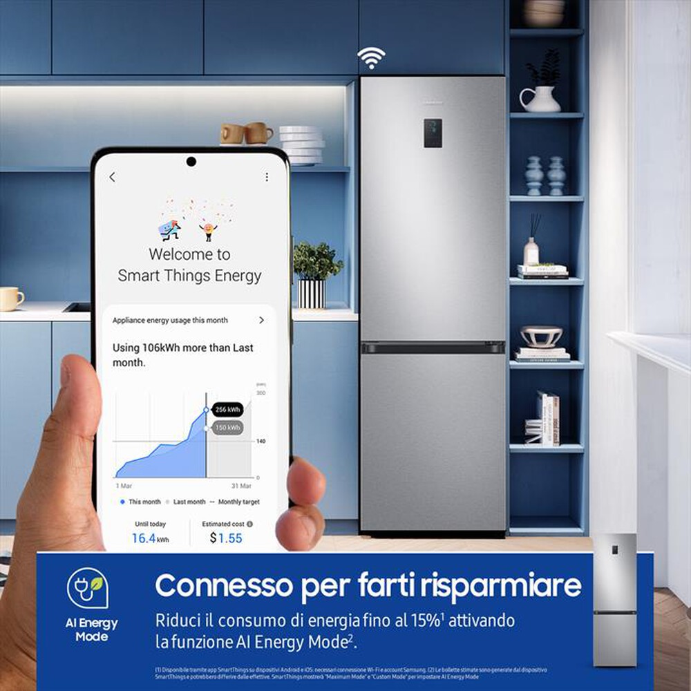 "SAMSUNG - Frigorifero combinato RB34C675DSA/EF Classe D-SILVER INOX"