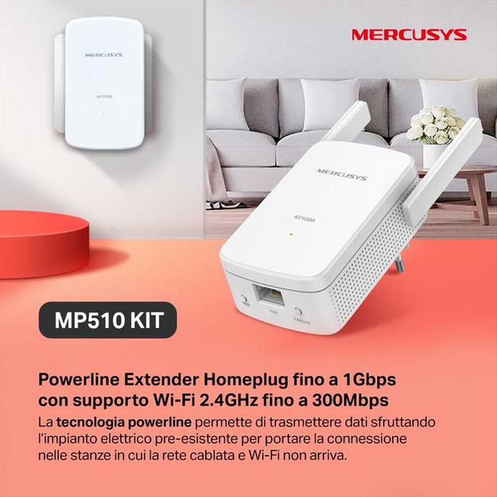 Immagine del prodotto MERCUSYS - AV1000 GIGABIT POWERLINE WIFI KIT-bianco