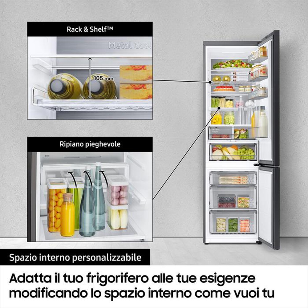 "SAMSUNG - Frigorifero combinato RB38A7B6BB1/EF BESPOKE-Black Matte"