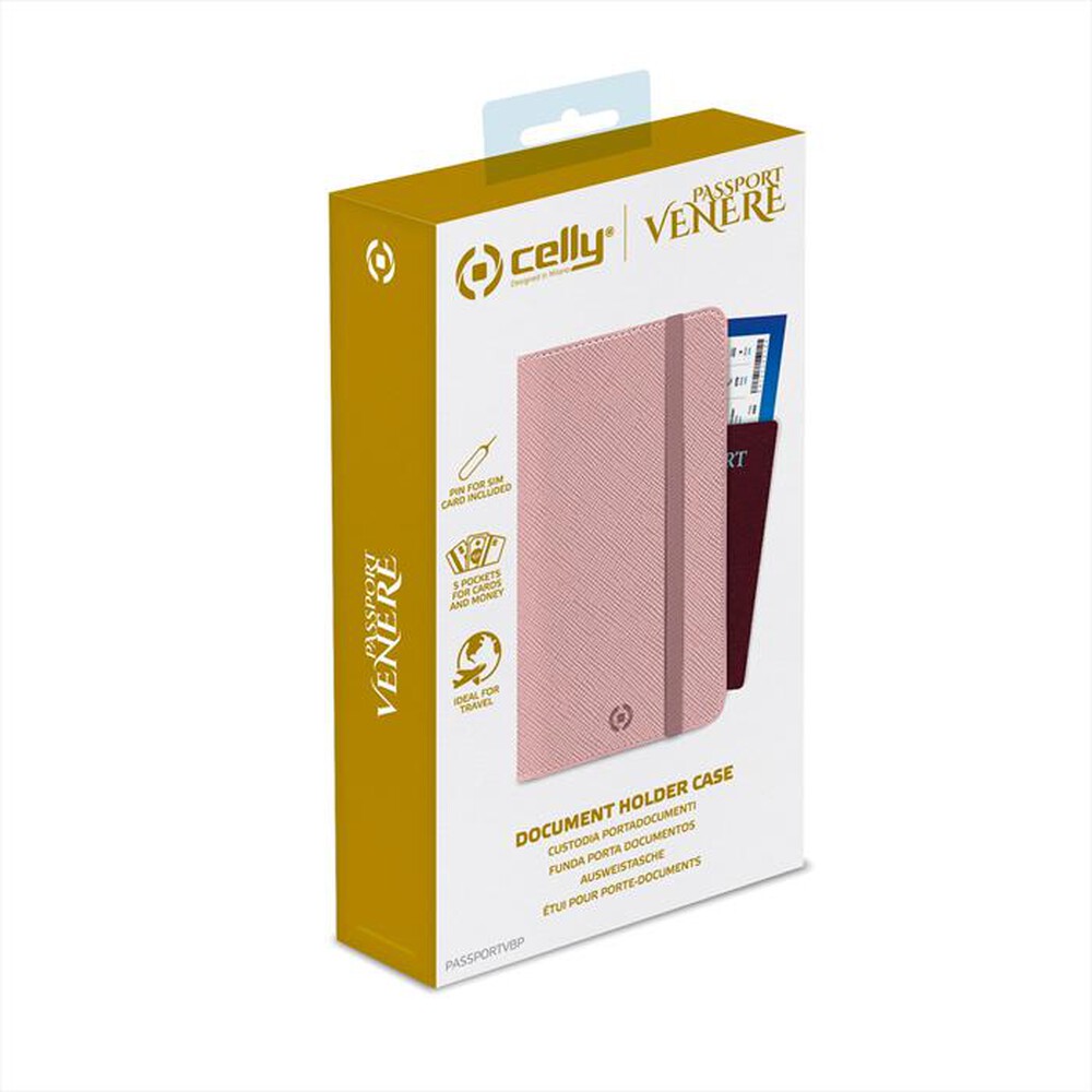"CELLY - PASSPORTVBP - PORTADOCUMENTI MAGNETICO VENERE-ROSA/SIMILPELLE"