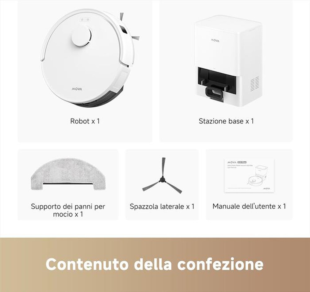"MOVA - Aspirapolvere robot E20 PLUS-Bianco"