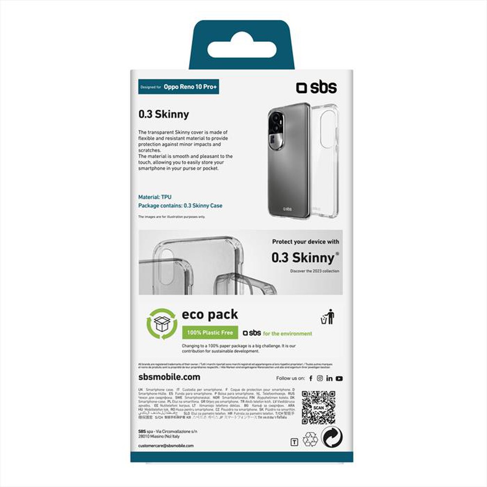 "SBS - Cover skinny TESKINOPR10PPT per Oppo Reno 10 Pro+-Trasparente"