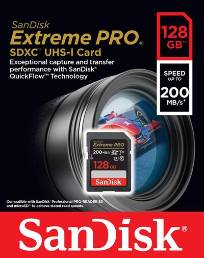 SANDISK - Supporto SD EXTREME PRO V30 U3 128GB,  SANDISK - Supporto SD EXTREME PRO V30 U3 128GB