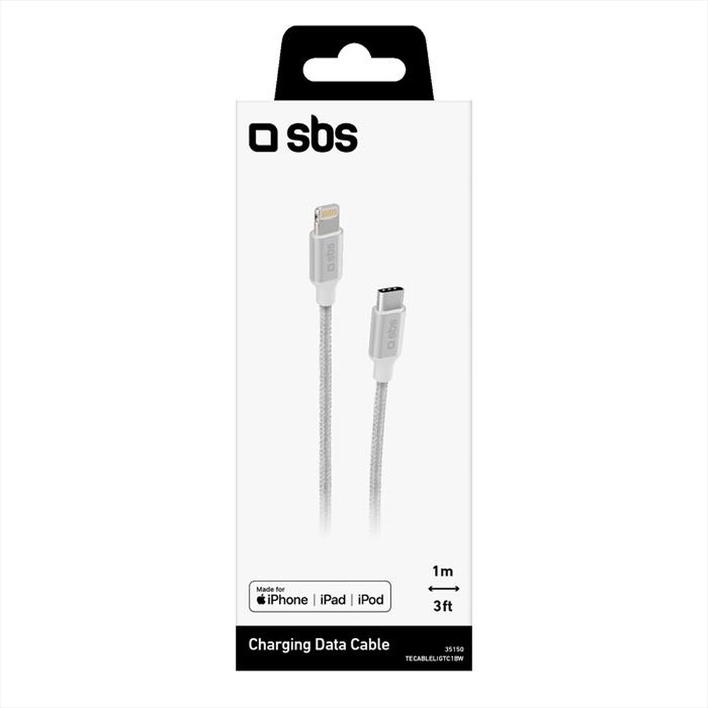 "SBS - Cavo USB-C - Lightning braided TECABLELIGTC1BW-Argento"
