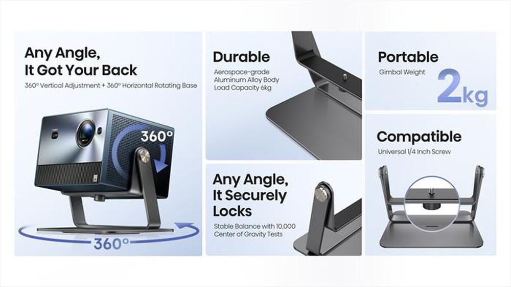 Immagine del prodotto HISENSE - Supporto Gimbal per proiettore Hisense C1 HSD6H-Metallo - Grigio Carbone