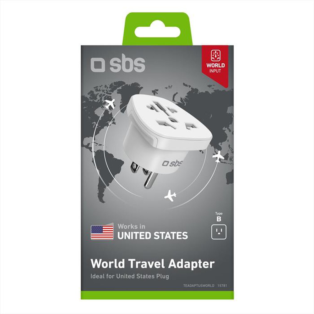 SBS - Adattatore da presa muro US a Universale-Bianco