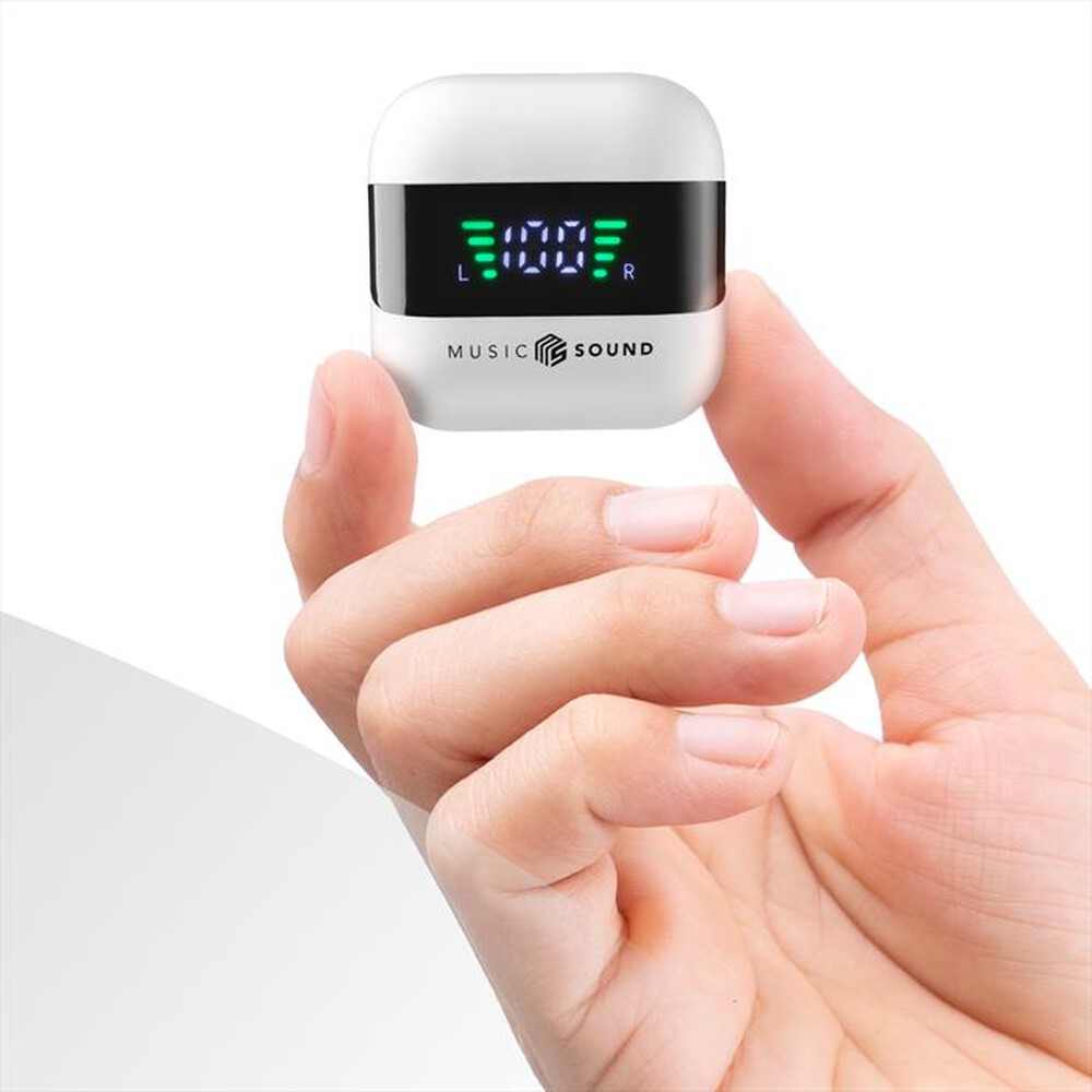 "MUSIC SOUND - AURICOLARI TWS CON DISPLAY LED-White"