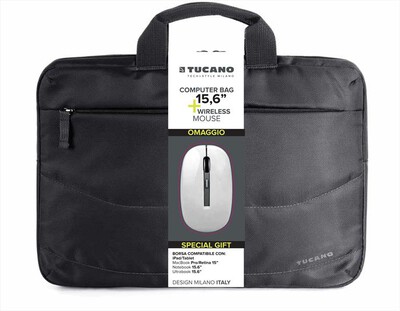 TUCANO - Borsa 15.6" + mouse-nero