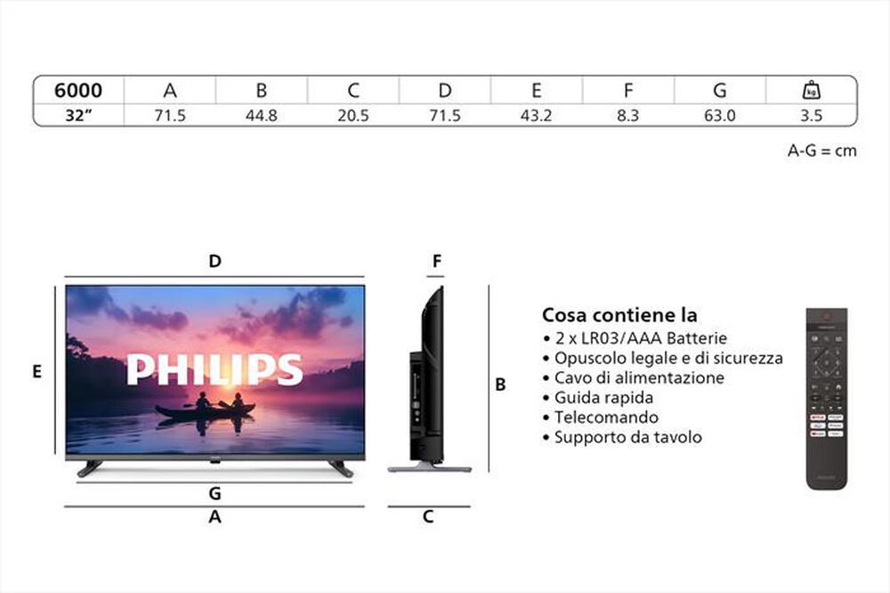 Immagine del prodotto PHILIPS - Smart TV LED FHD 32" 32PFS6050/12-Black