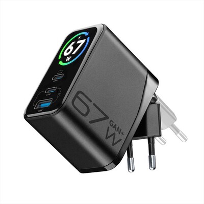 CELLULARLINE - Caricabatterie da rete 67W POWERVIEW IQ 67W GAN-Nero