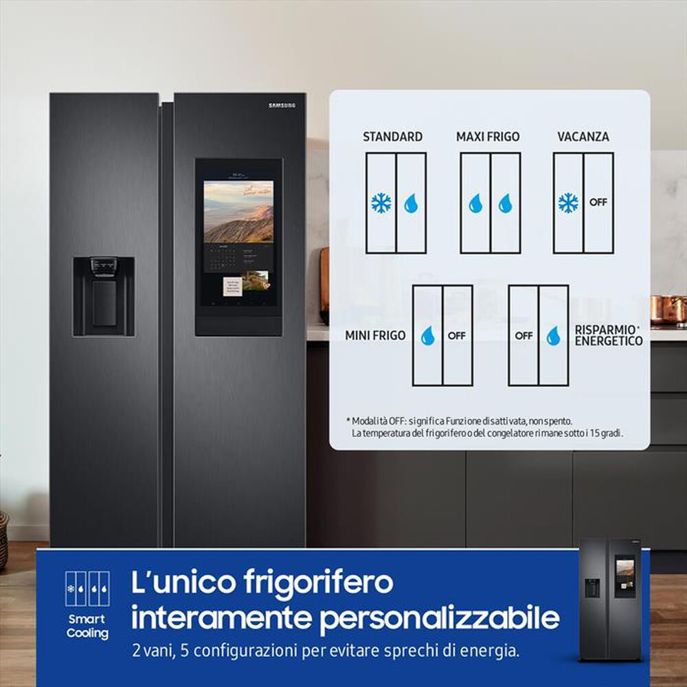 "SAMSUNG - Frigorifero side by side RS6HA8891B1/EF Classe E-Matte Black"