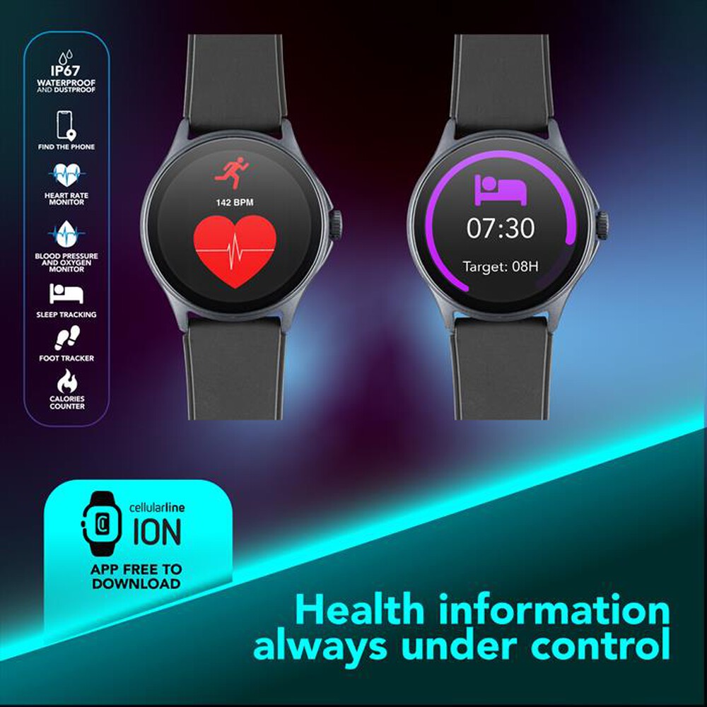 Immagine del prodotto CELLULARLINE - Smartwatch ION PRO ROUND-Nero
