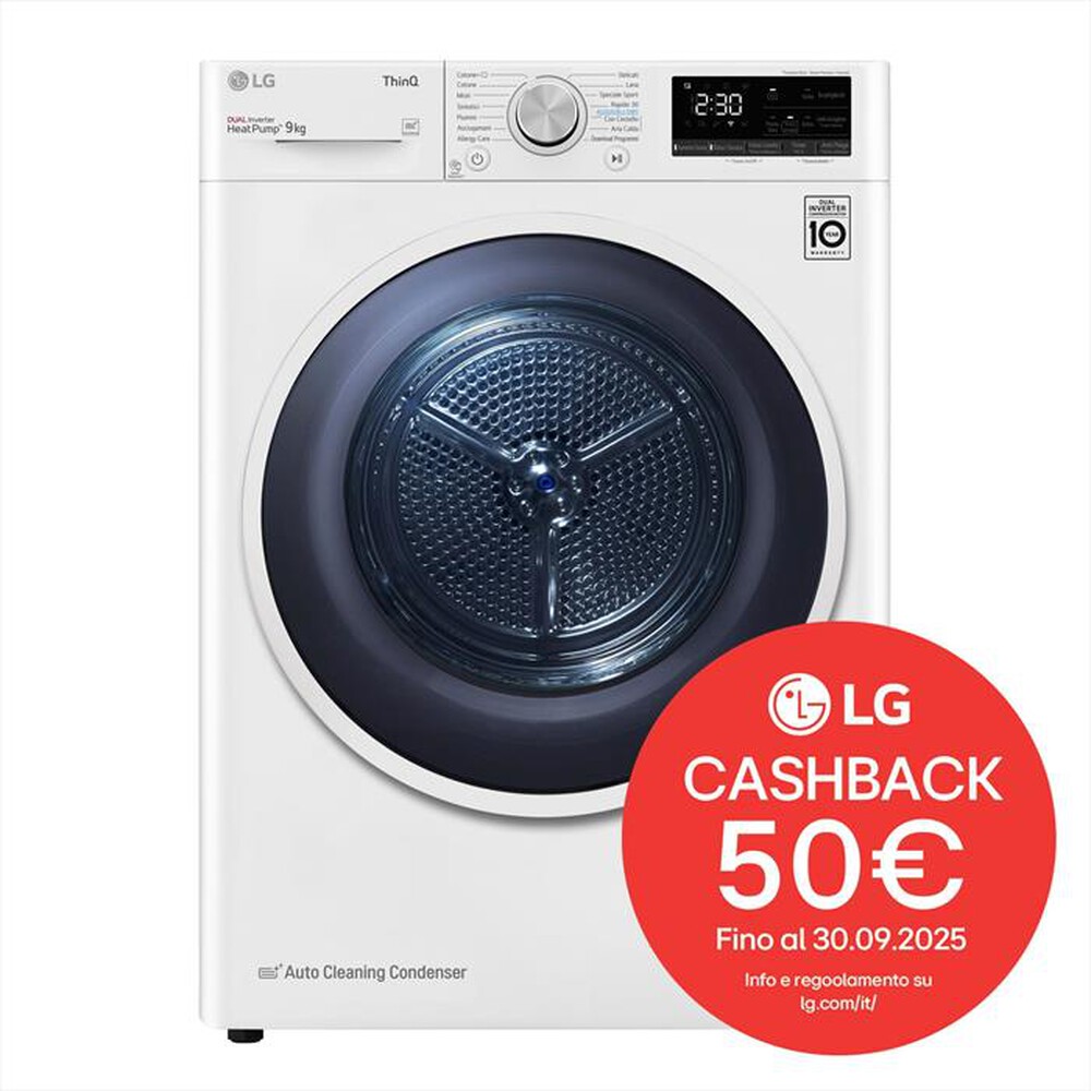 Immagine del prodotto LG - Asciugatrice RH90V9AVHN 9Kg Classe C-Bianco