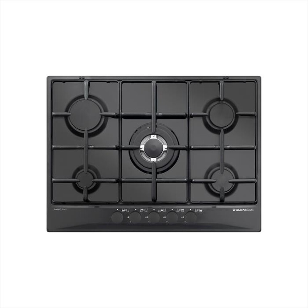 "GLEM GAS - Piano cottura a gas GT755NC 68,5 cm-Nero Carbone"