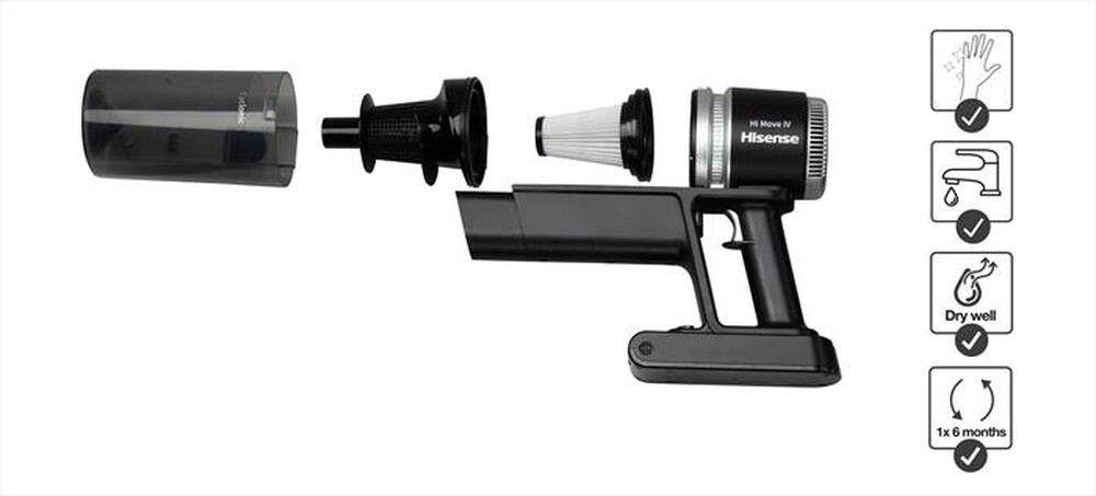 "HISENSE - Scopa elettrica con tecnologia ciclonica HVC6264BK-Nero"
