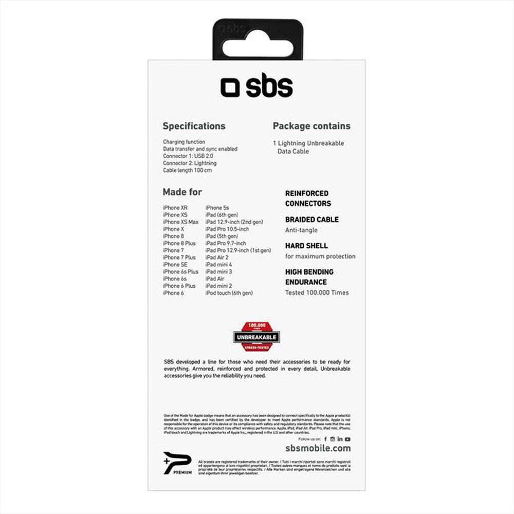 Immagine del prodotto SBS - TECABLEUNKELIGW-bianco