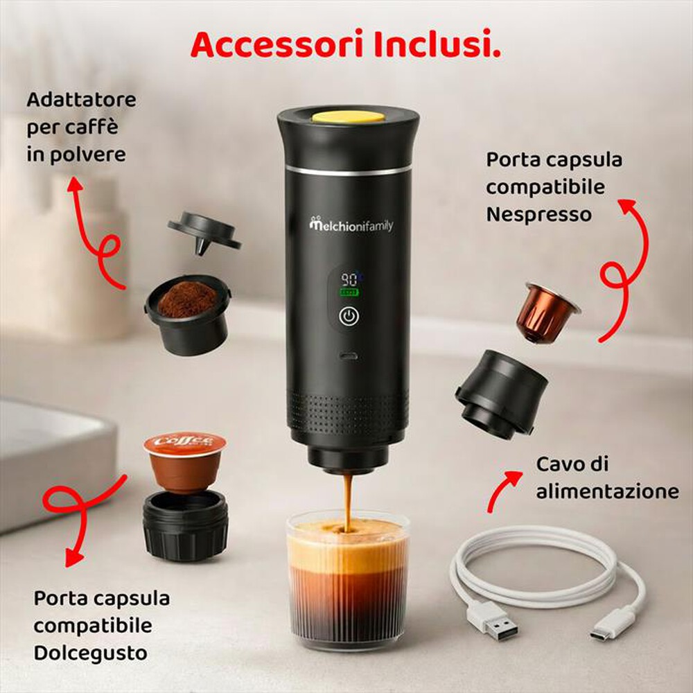 Immagine del prodotto MELCHIONI FAMILY - Macchina da caff&egrave; CAFFE' GO-Nero / Plastica