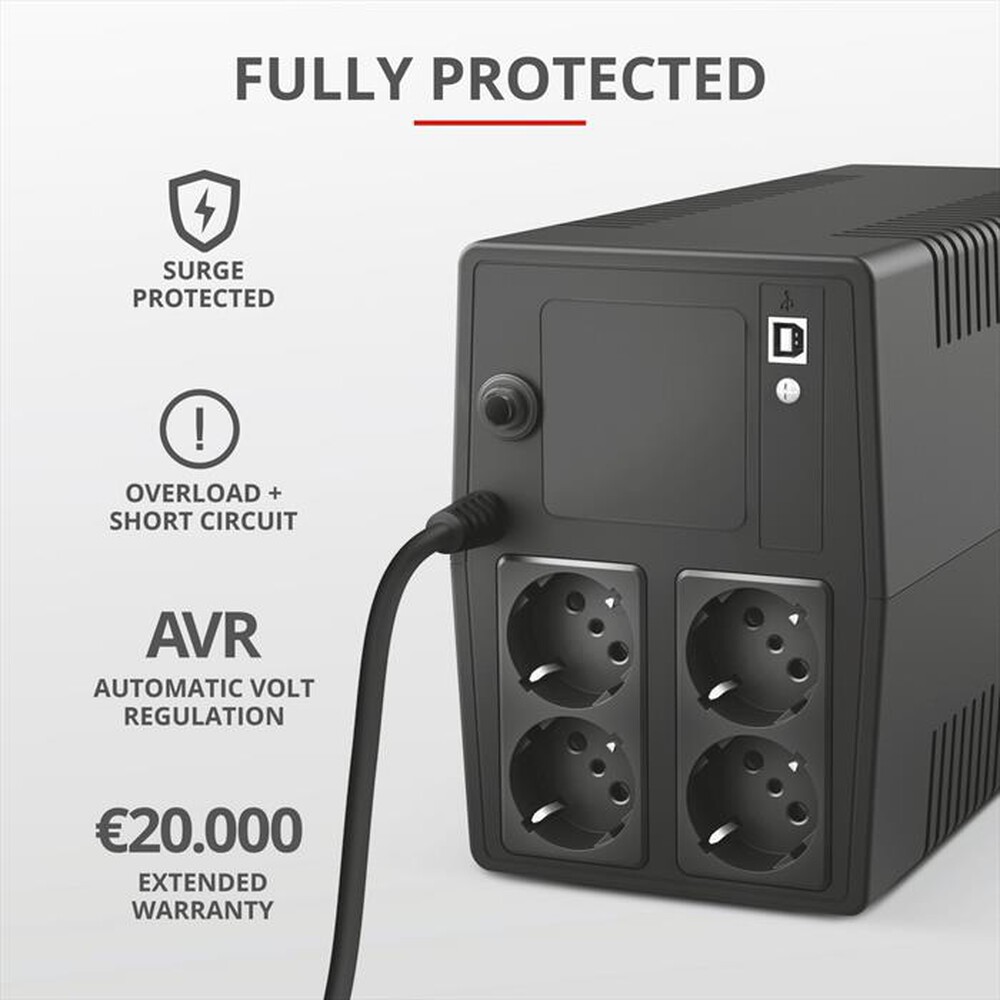 Immagine del prodotto TRUST - PAXXON 1000VA UPS 4 OUTLETS-Black