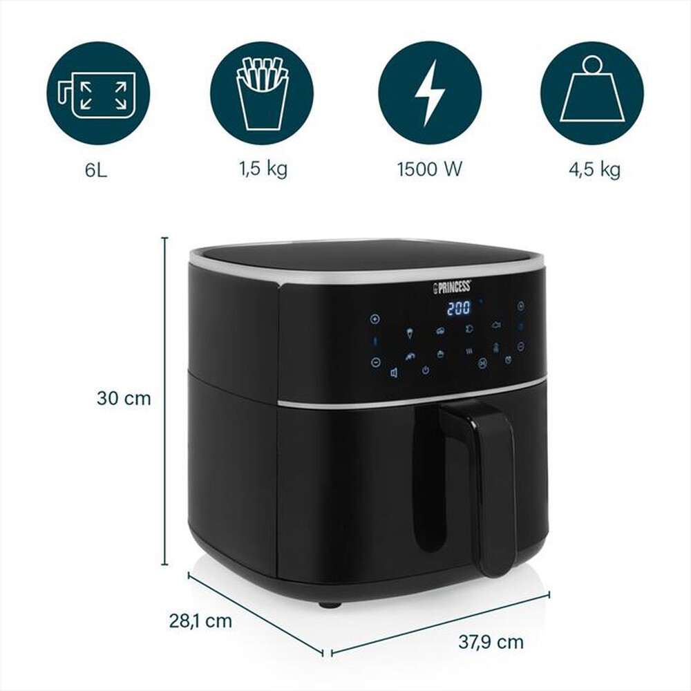 Immagine del prodotto PRINCESS - Friggitrice ad aria AEROFRYER DIGITALE 6 LITRI-NERO / PLASTICA