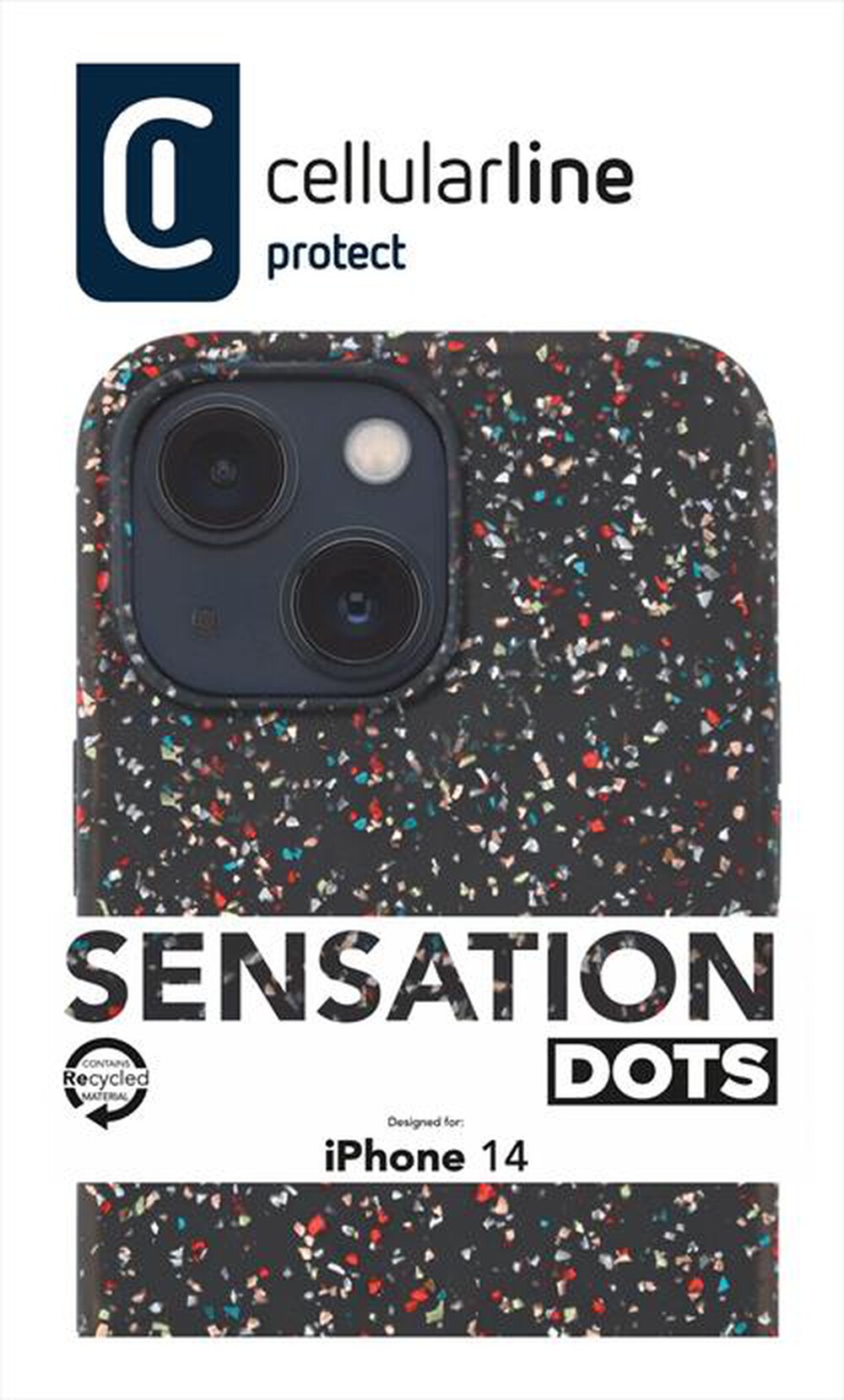 "CELLULARLINE - Cover SENSATION DOTS per iPhone 14-Black"