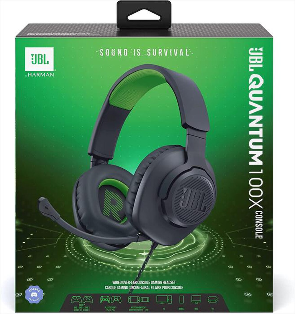 "JBL - Cuffie a padiglione chiuso QUANTUM 100X-nero e verde"