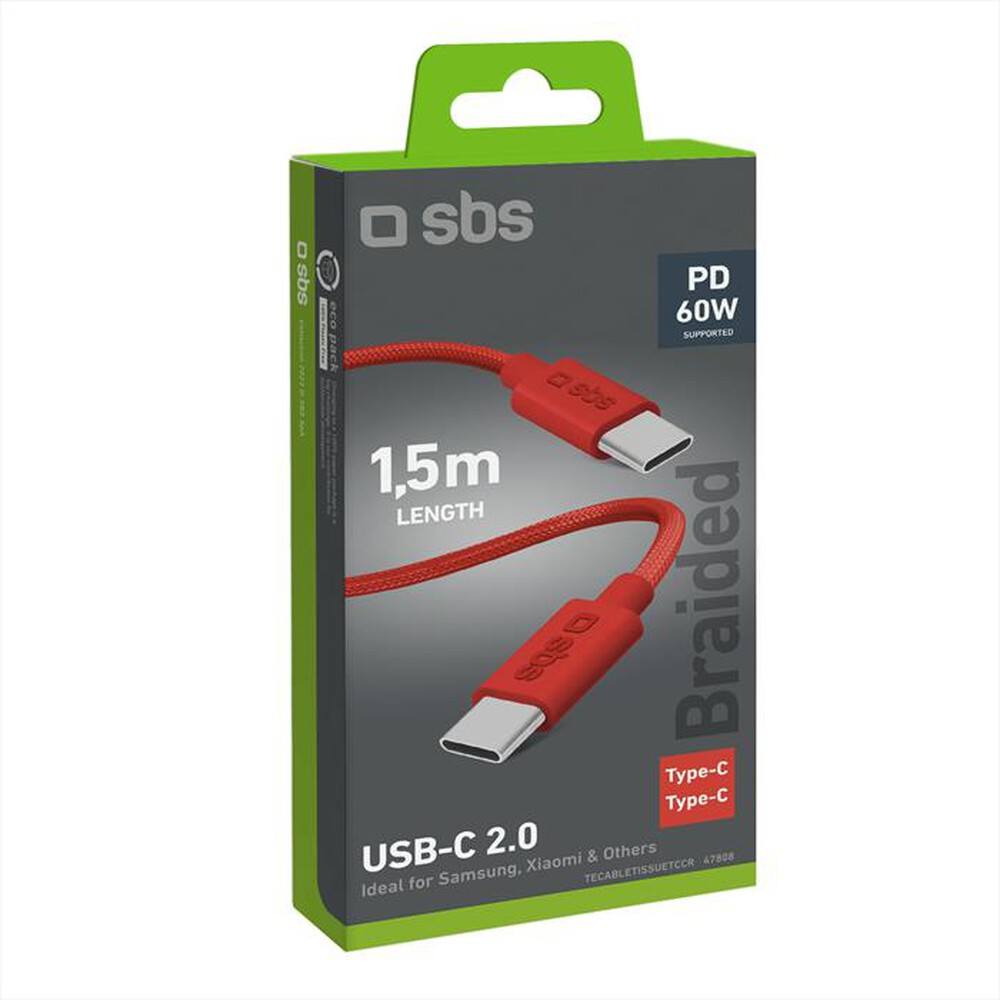 Immagine del prodotto SBS - Cavo TECABLETISSUETCCR per i dispositivi con USB-C-Rosso