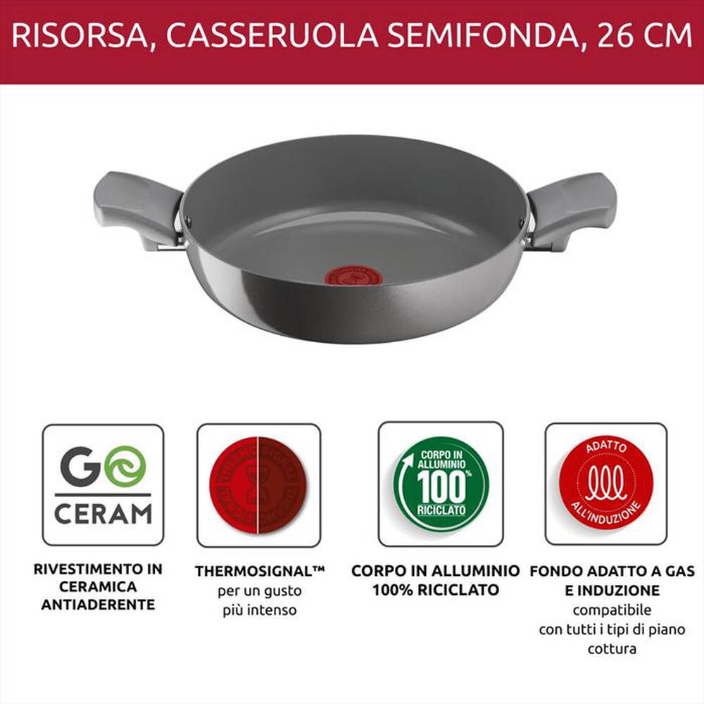 "LAGOSTINA - Casseruola bassa 2 maniglie cm  26 010274031726-Grigio"