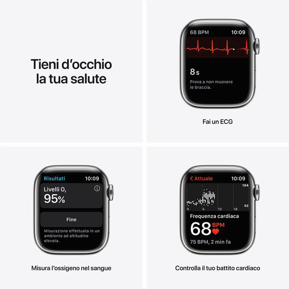 "APPLE - Watch Series 7 GPS+Cellular 41mm Acciaio Arg-Cinturino Sport Galassia"